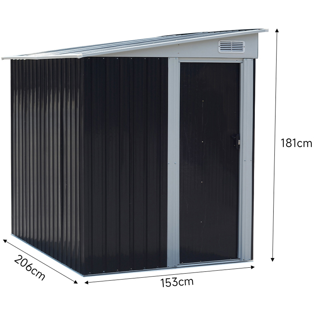 Living and Home 5 x 7ft Black Weather Resistant Steel Storage Shed with Sliding Door Image 9