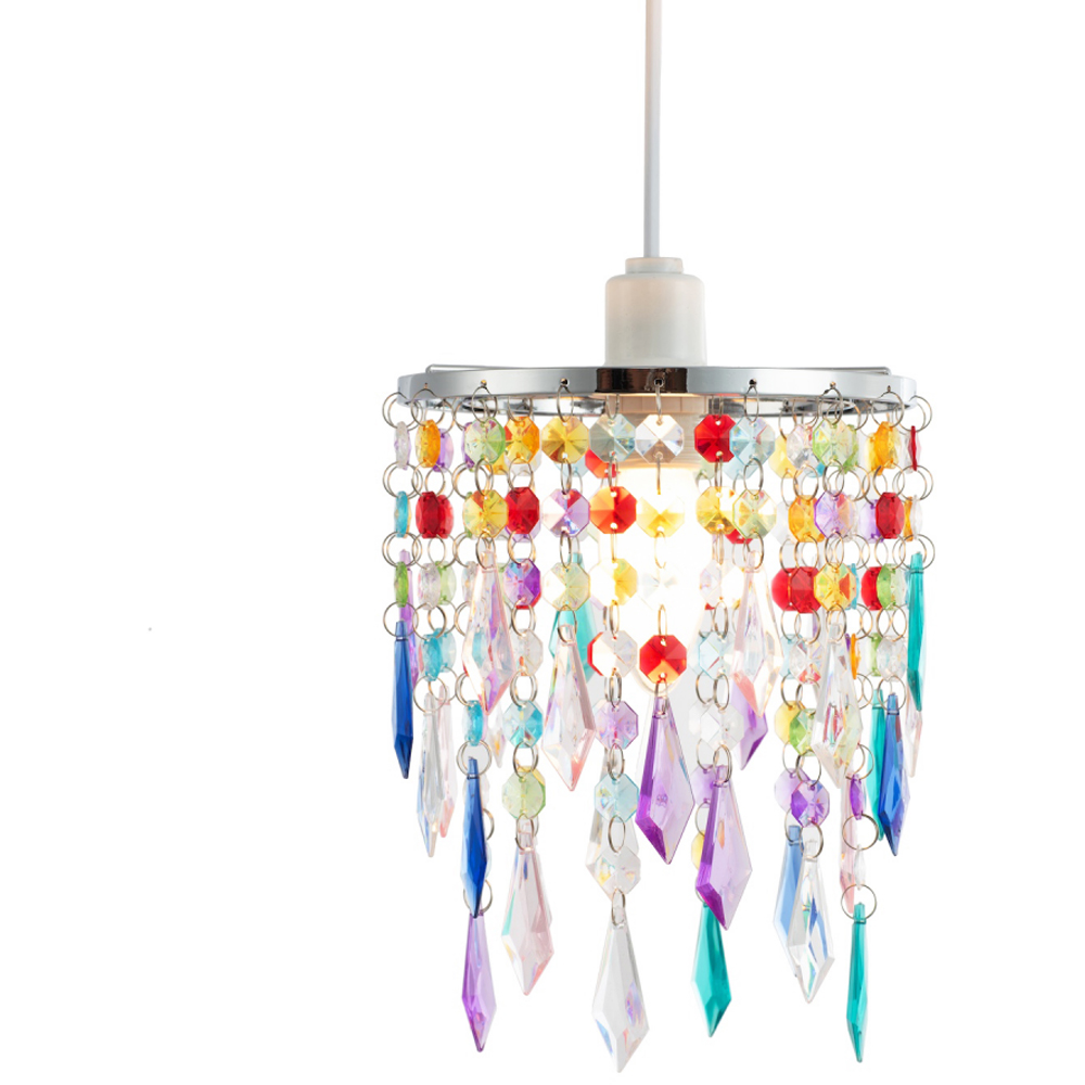 Happy Homewares Waterfall Design Multi Colour Acrylic Drops and Beads Pendant Shade Image 3