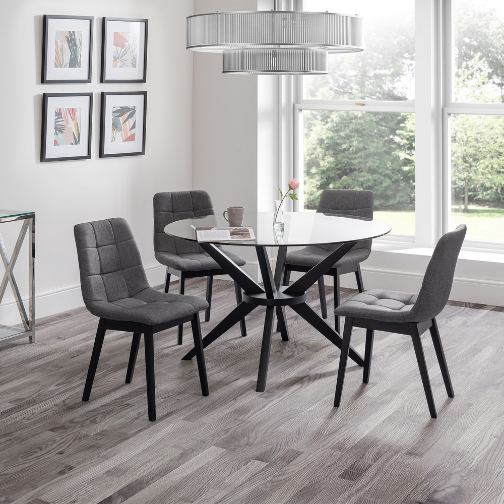 Julian Bowen Hayden Set of 4 Grey Linen Panelled Dining Chairs Image 9