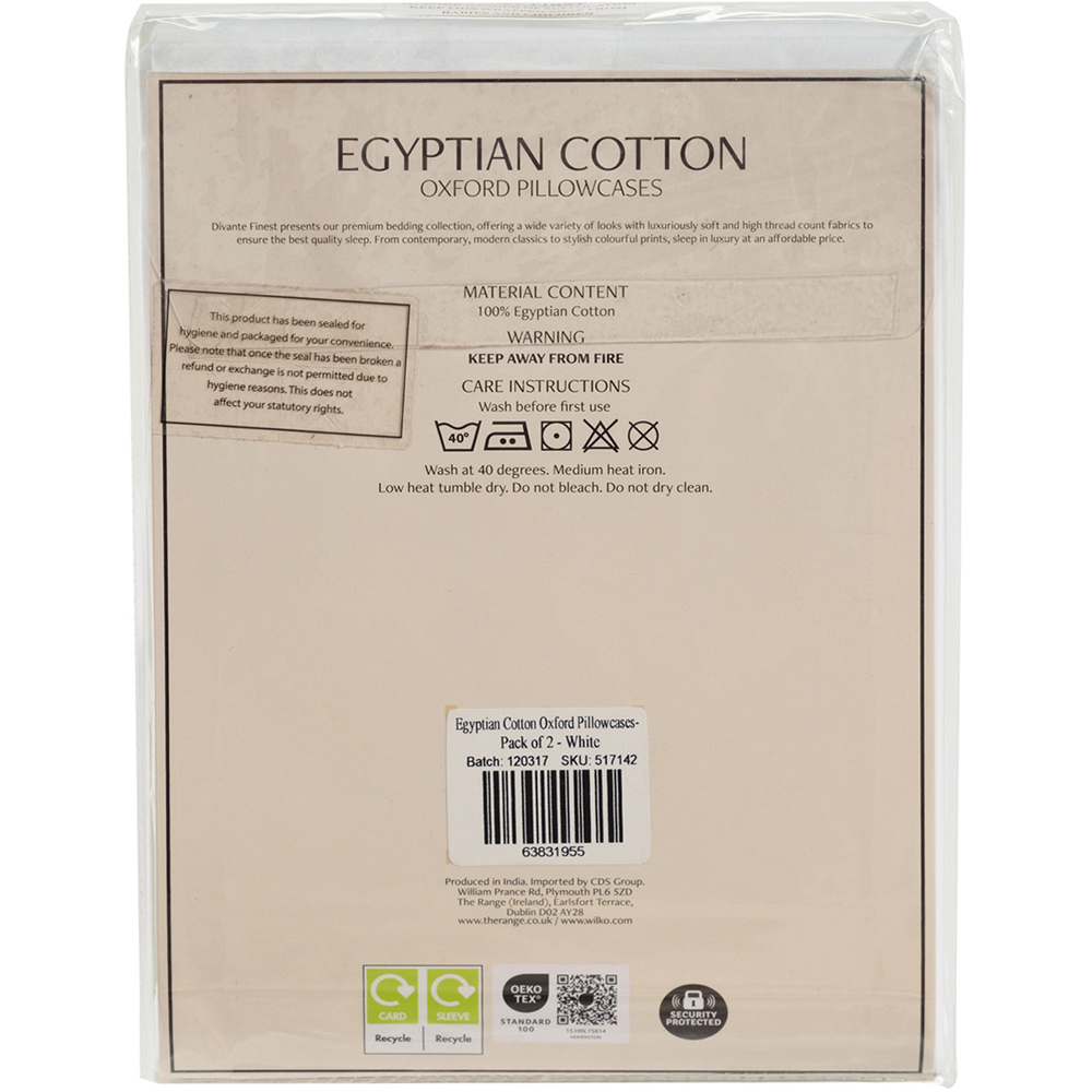 Egyptian Cotton Oxford Pillowcase Pair White Image 3