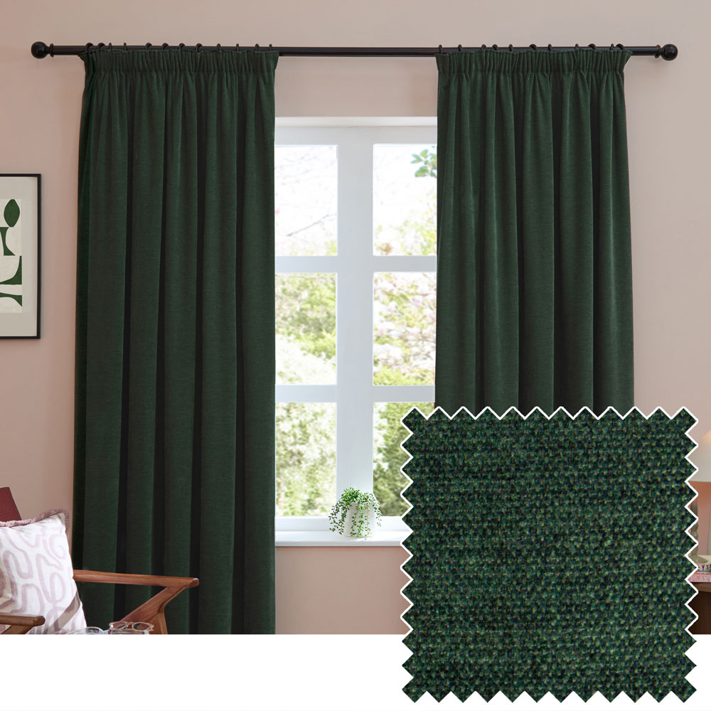 Furn Soft Chenille Bottle Blackout Pencil Pleat Curtains 229 x 183cm Image 6