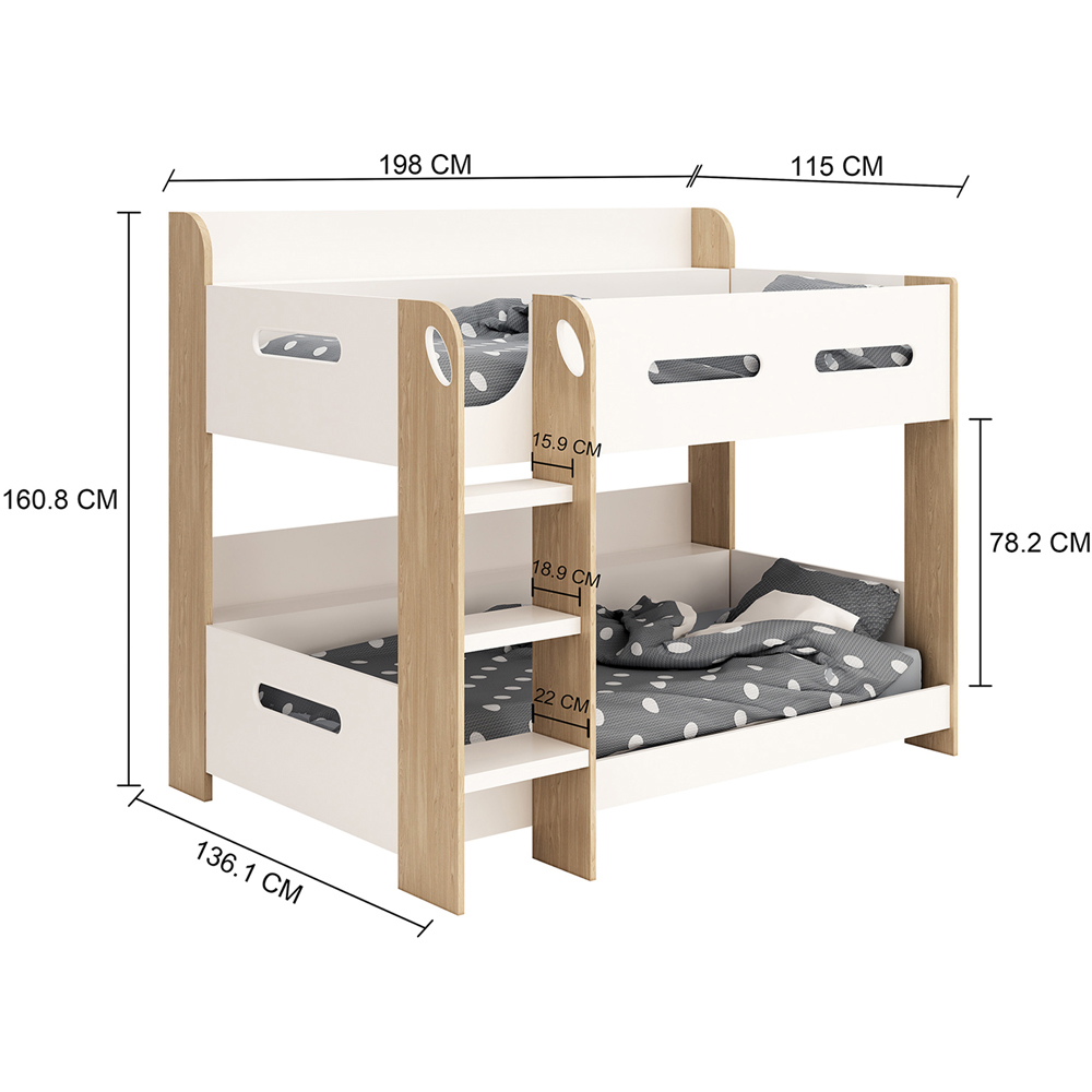 Kudl White and Oak Bunk Bed Image 4