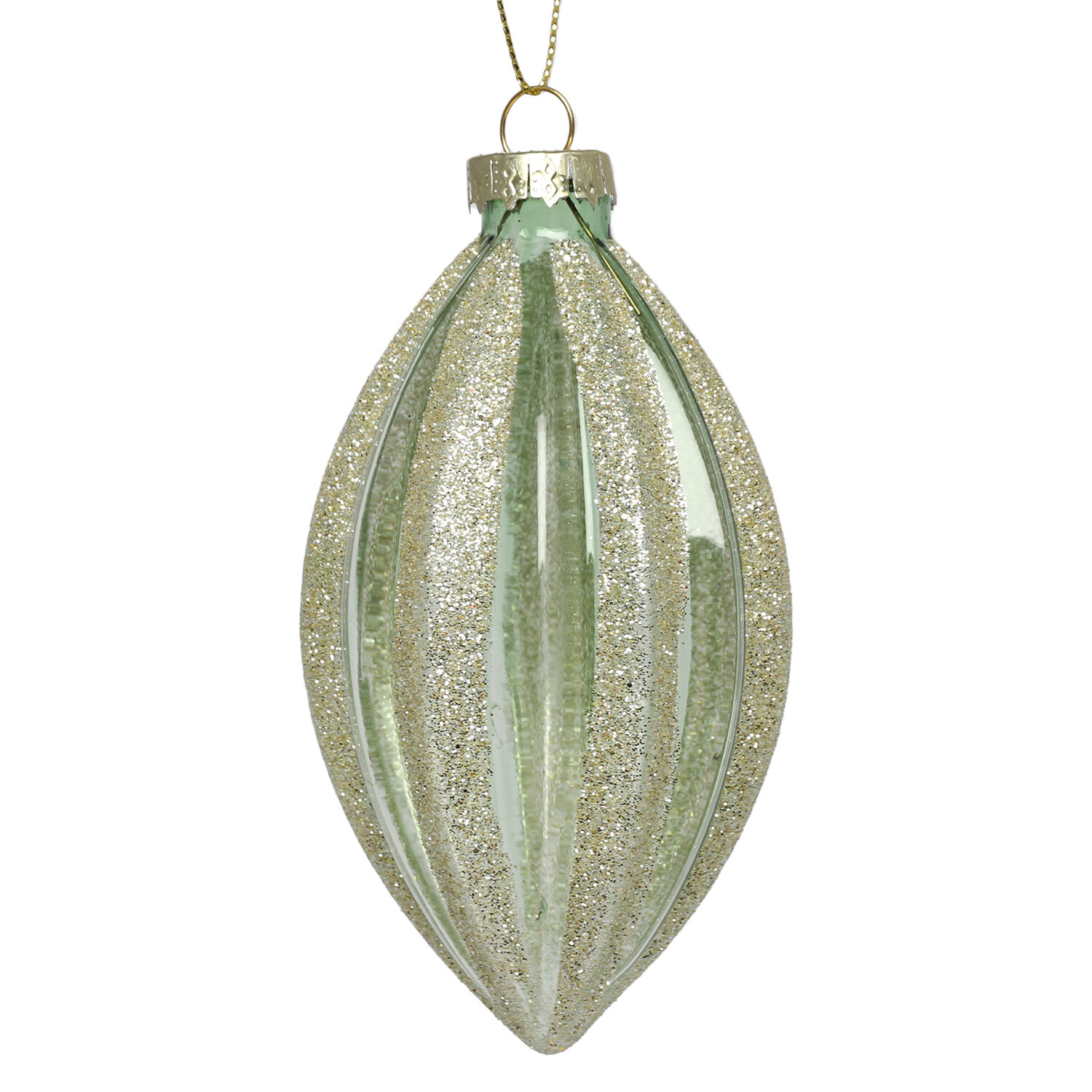 Single Royal Emerald Clear and Champagne Glitter Bauble in Assorted styles Image 3