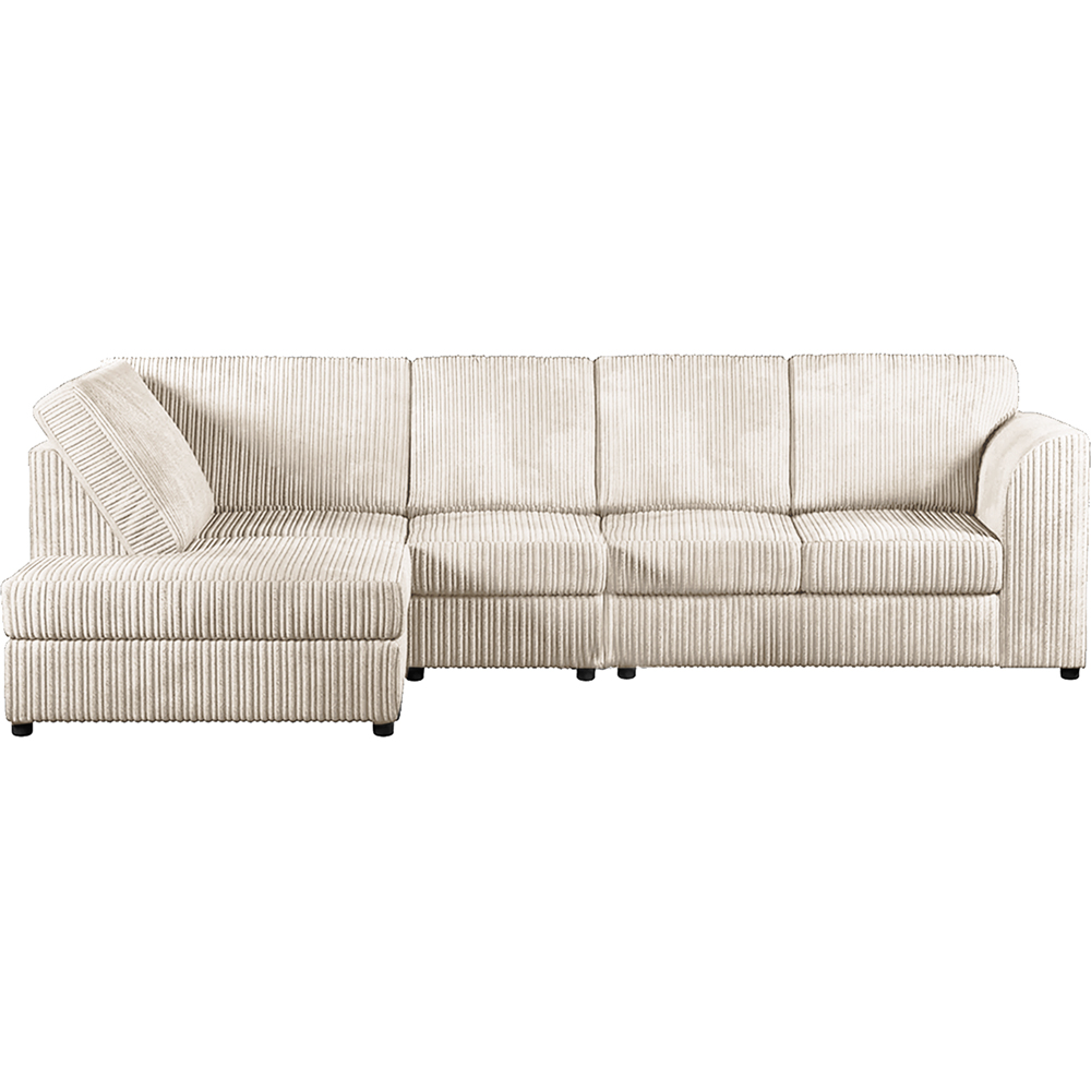 Luxor 4 Seater Cream Jumbo Cord Left Hand Facing Full Back L Shaped Corner Sofa Set Image 2