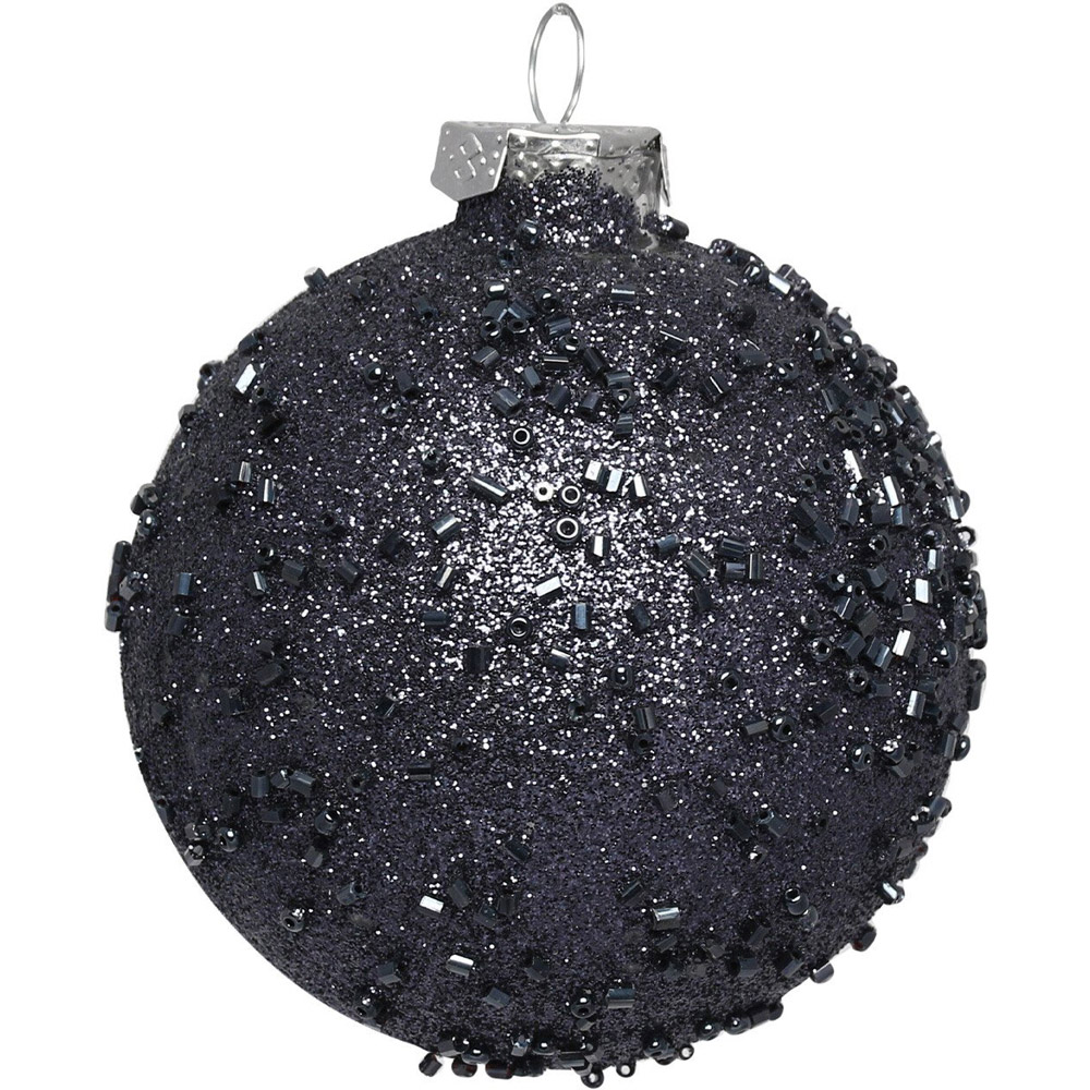 Single Midnight Fantasy Navy Beaded Glitter Bauble in Assorted styles Image 3
