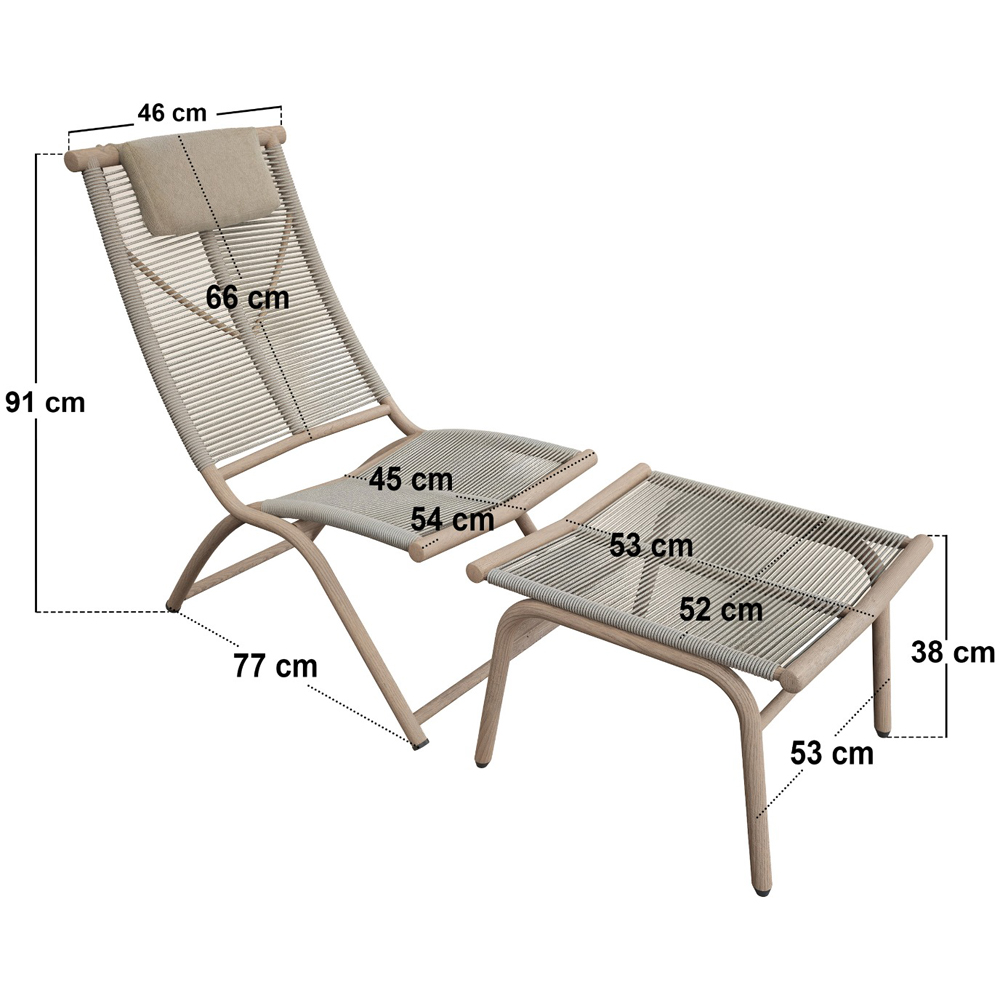 SOLACE+CO Esen Beige Garden Lounge Chair with Footstool Image 5
