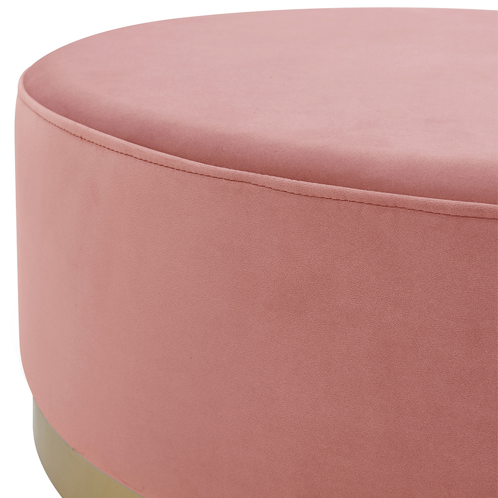 Blush Velvet Round Footstool Image 4