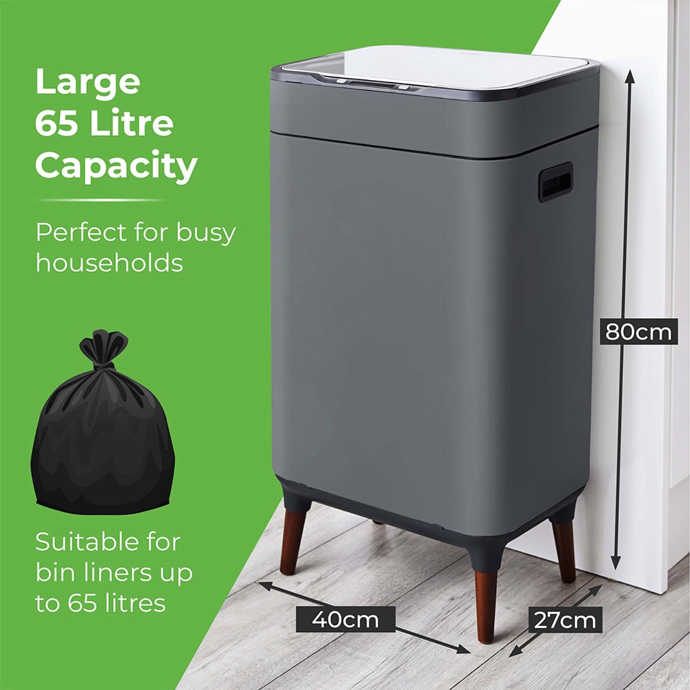 Tower Ozone Grey Sensor Bin 65L Image 9