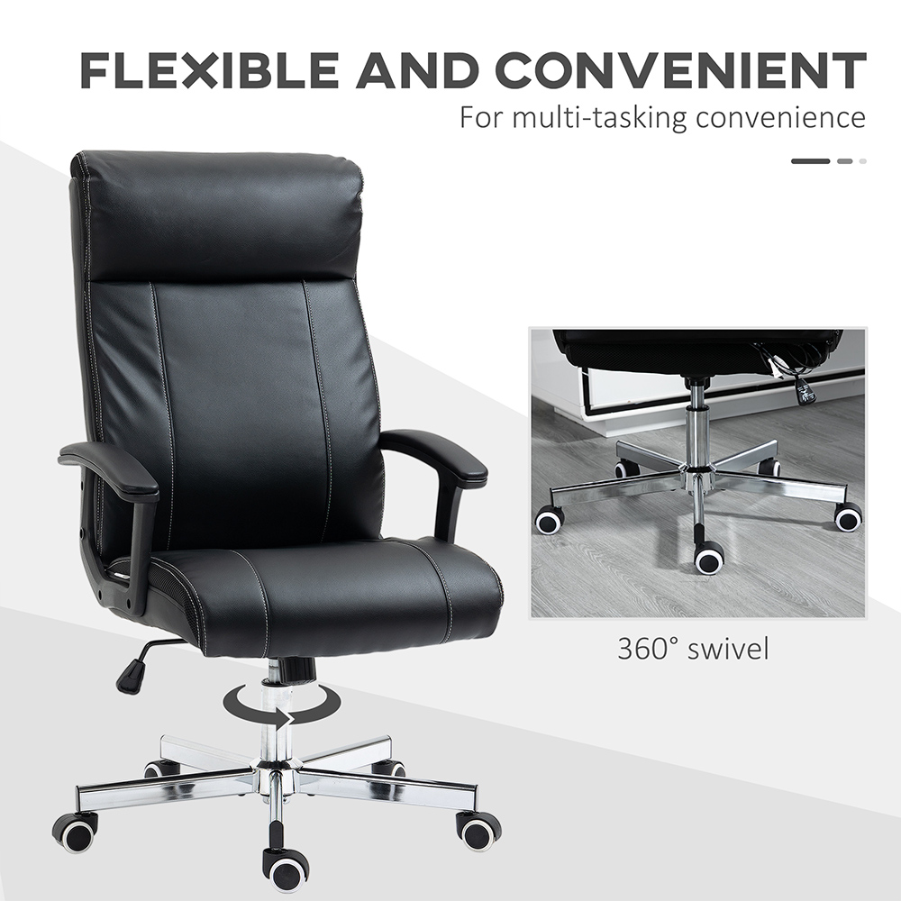 Portland Black PU Leather Tilting Massage Office Chair Computer Chair Image 7