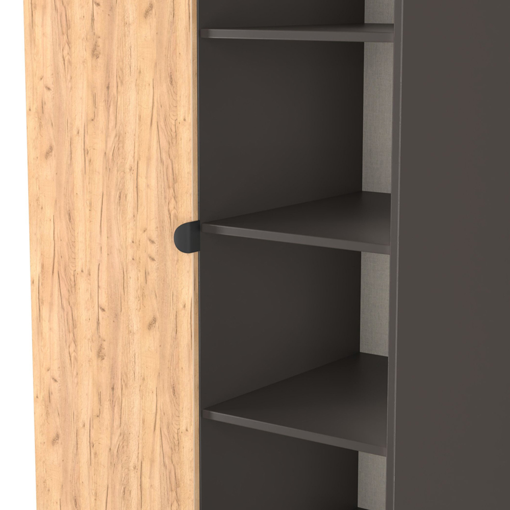 Crowndale Bora Single Door 6 Shelf Gold Oak and Graphite Double Wardrobe Image 6