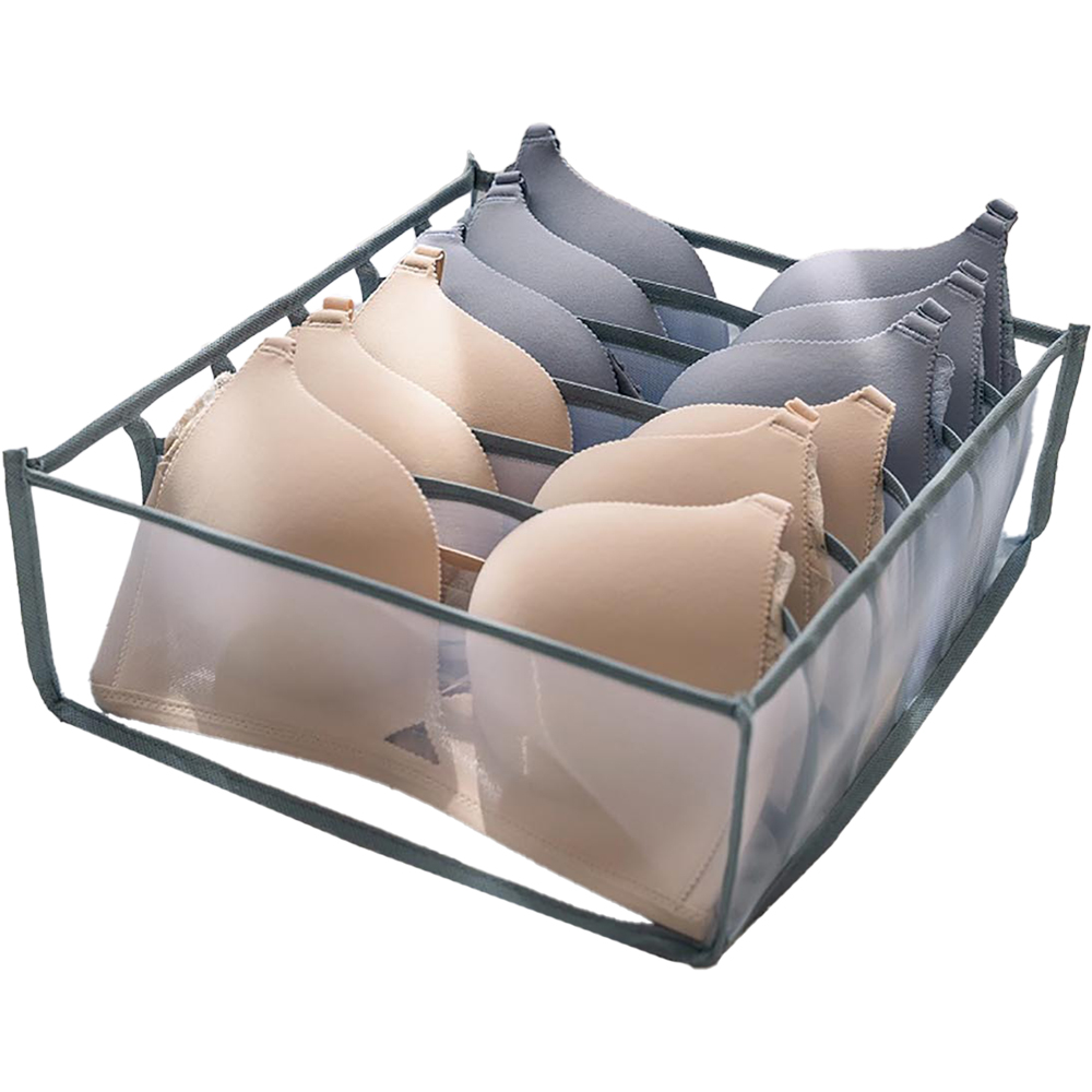 Pack of 2 Bra Organiser Boxes - Grey Image 1