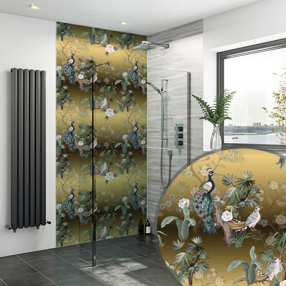Splashbax Premium Artisan Golden Birds Di Bond Shower Panel 2400 x 900mm Image 3