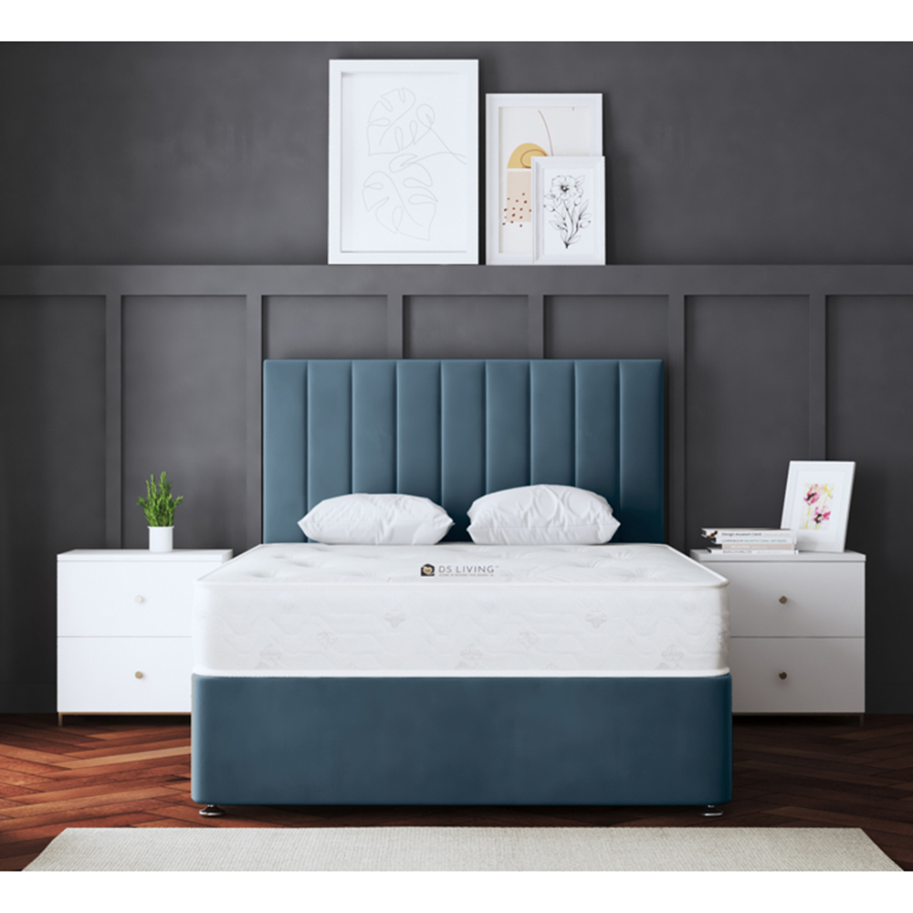 DS Living Amelia Single Blue Upholstered Panel Divan Bed with 2 Drawer Image 4