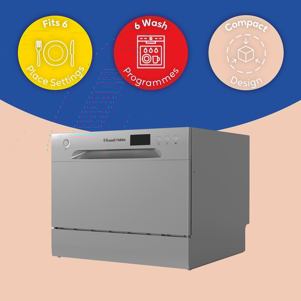 Russell Hobbs RHTTDW6S Silver 6 Place Setting Table Top Dishwasher Image 4