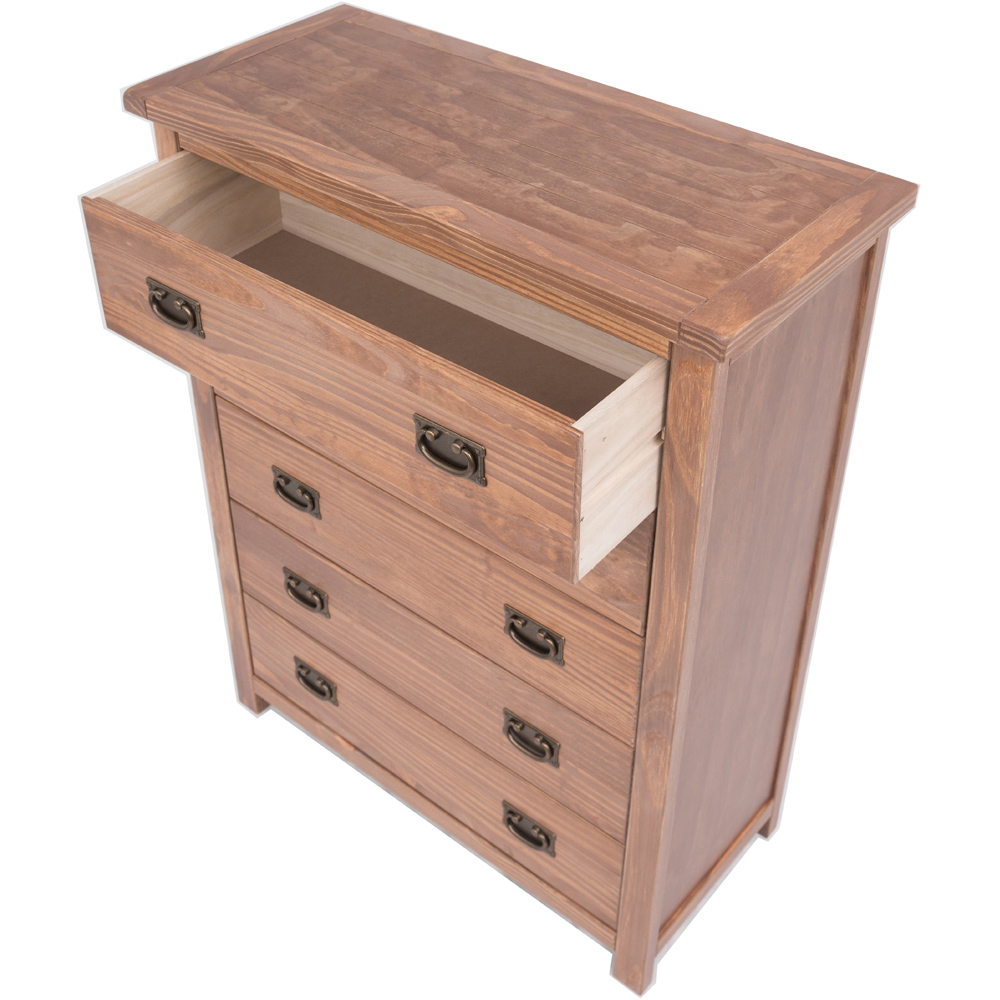 Cabinet Bits Padua 5 Drawer Brown Brass Drop Handle Chest of Drawers Image 5