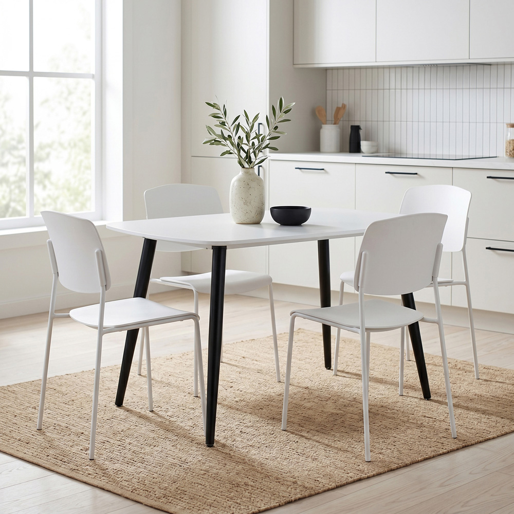 Core Products Aspen Academy 4 Seater Plastic Rectangular Dining Set White Image 5