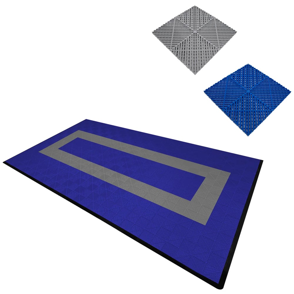 Monstershop 90 Blue and 30 Grey Vented Garage Floor Tiles with Edges Image 3