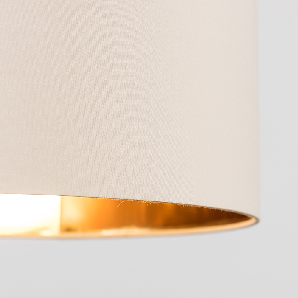 ValueLights Reni Beige and Metallic Gold Large Ceiling Drum Lamp Shade Image 3