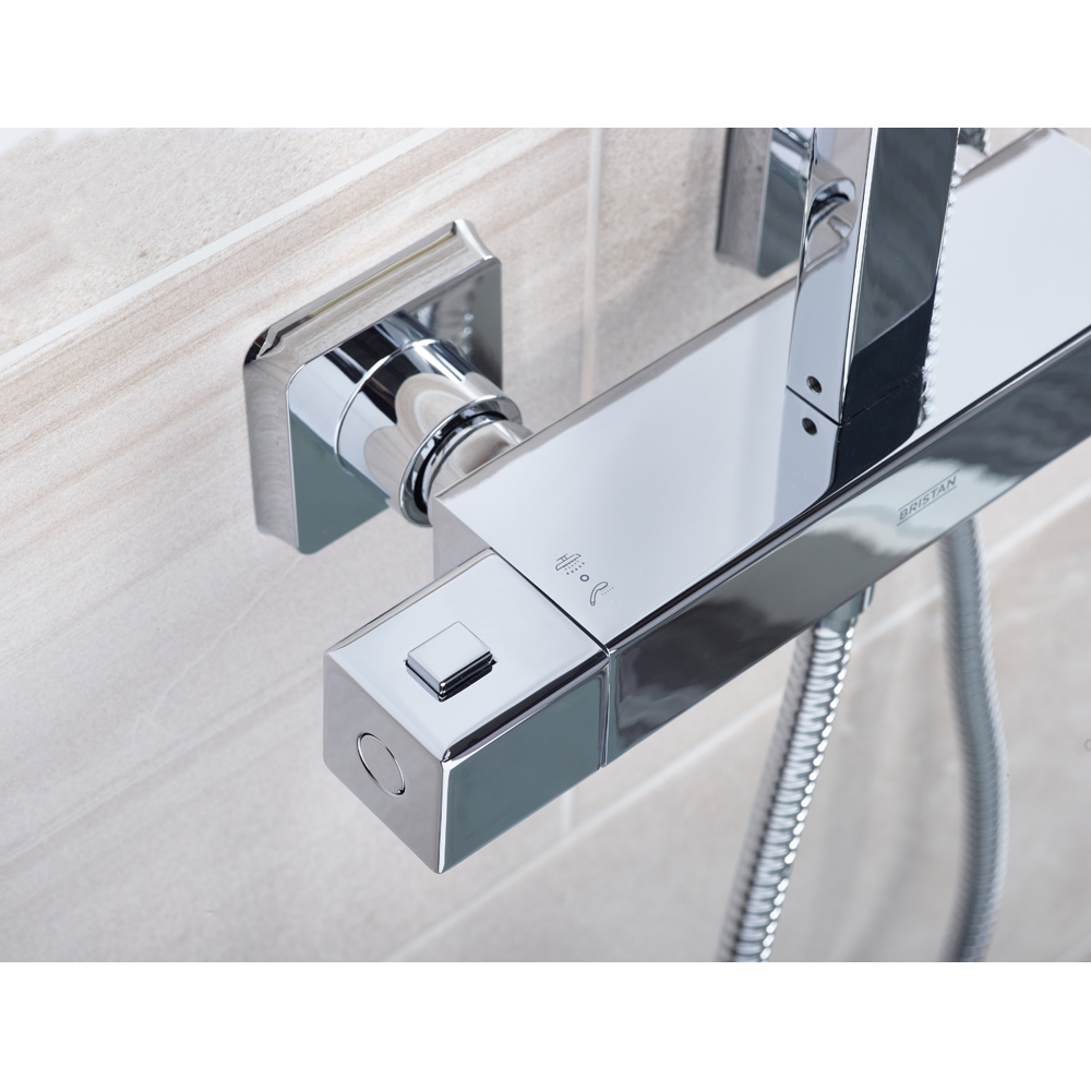 Bristan Craze Cool Touch Chrome Thermostatic Waterfall Bar Mixer Shower with Handset Image 5