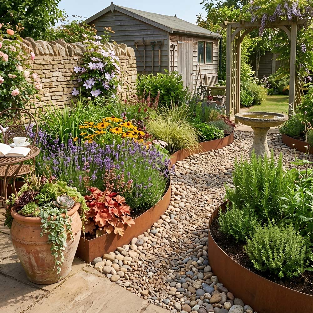 Living and Home 5m x 14cm Brown Metal Flexible Lawn Edging Image 2