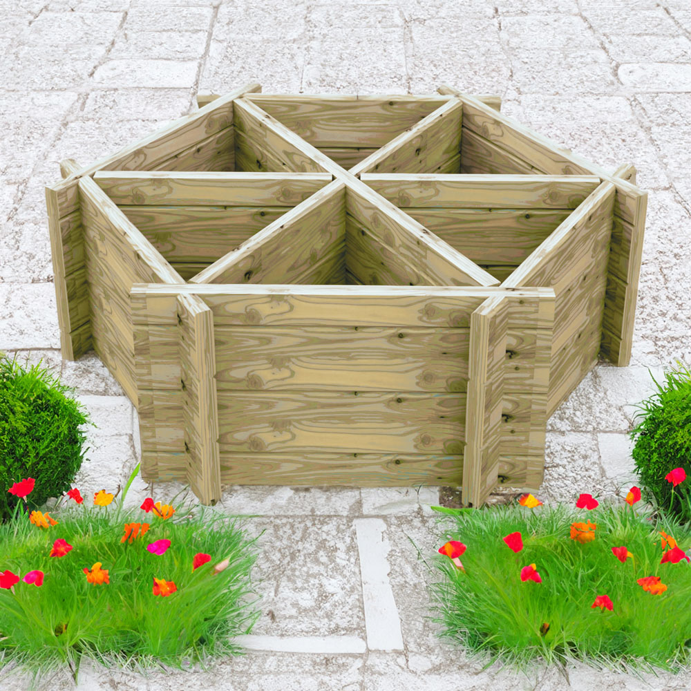 Shire GB 6 Plant Larch Wood Hexagonal Planter 100cm Image 5