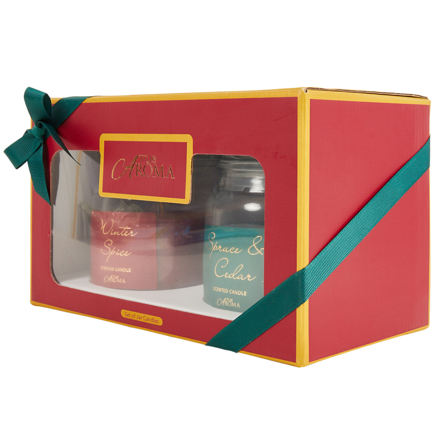Set of 2 Scented Candle Jars - Red and Green Image 2