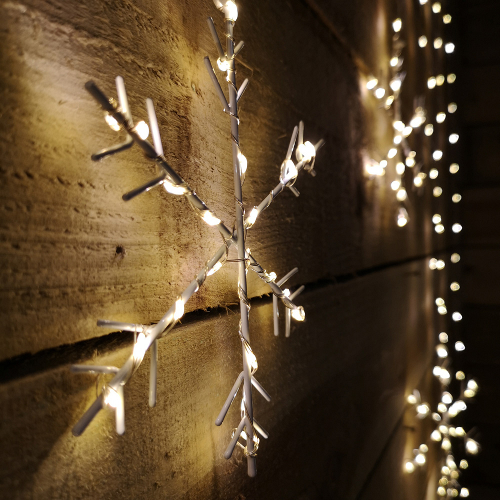 Samuel Alexander 339 Warm White LED Snowflake Silver Pin Wire Curtain Light 1.2 x 1.2m Image 3
