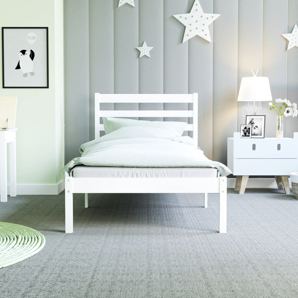 Junior Vida Libra Single White Wooden Bed Frame Image 7