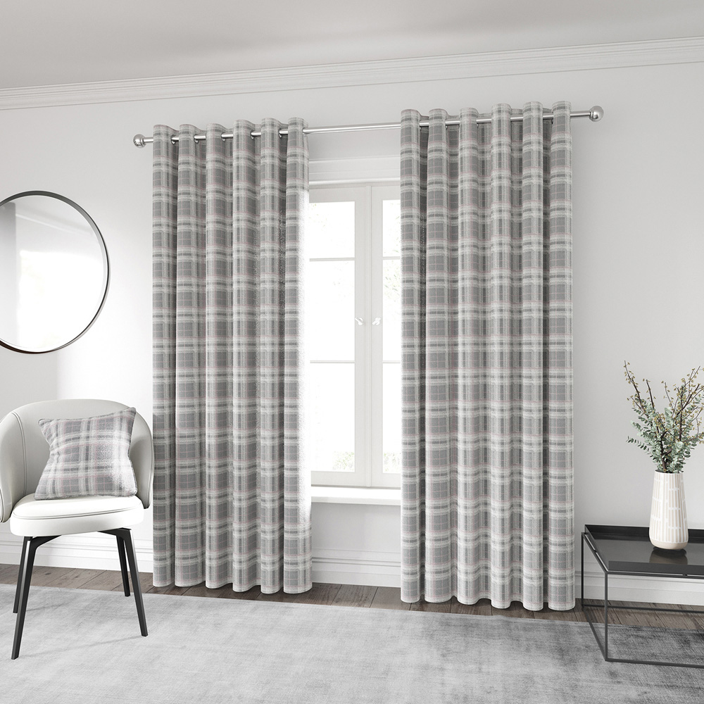 Helena Springfield Harriet Woven Lined Blush and Grey Curtains 229 x 183cm Image 4