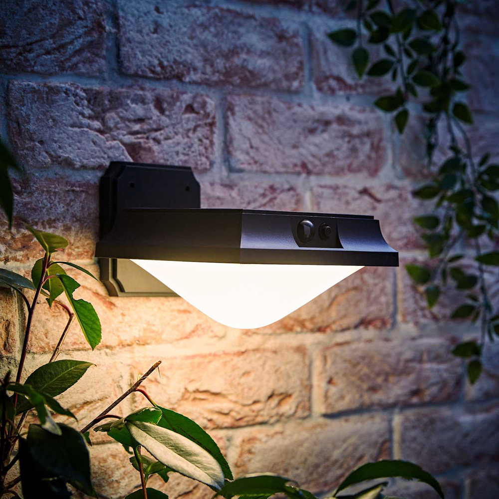 ValueLights Matte Black Solar LED Outdoor Wall Downlight with PIR Motion Sensor Image 2