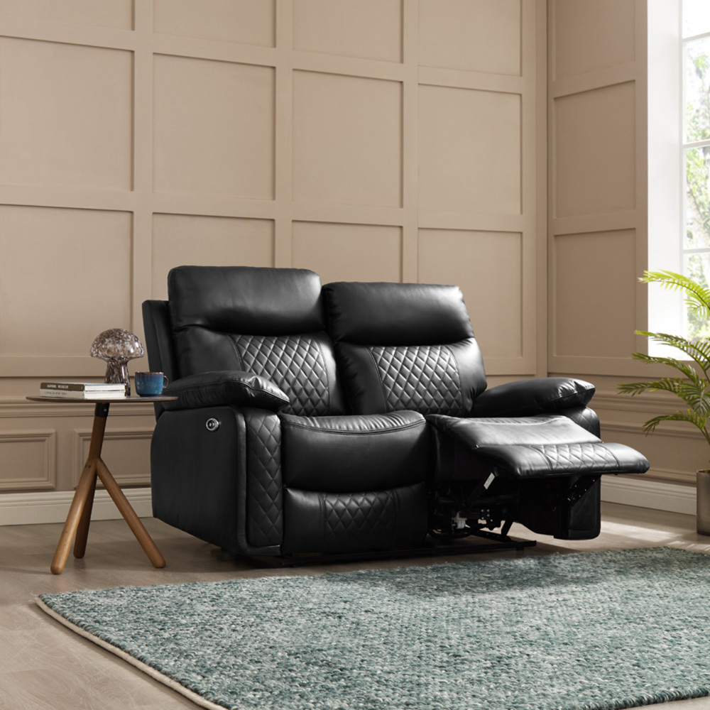 Home Detail Carson 2 Seater Black Faux Leather Electric Recliner Sofa Image 8
