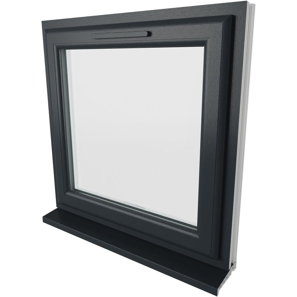 Crystal uPVC Triple Glazed Window Top Hung Opener Grey White Clear Glass 820x820mm Image 9