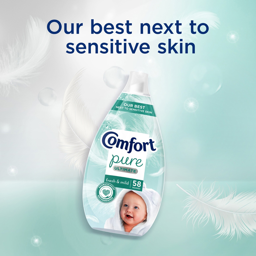 Comfort Pure Ultimate Fresh and Mild Ultra Concentrated Fabric Conditioner 58 Washes 870ml 6 Pack Image 3