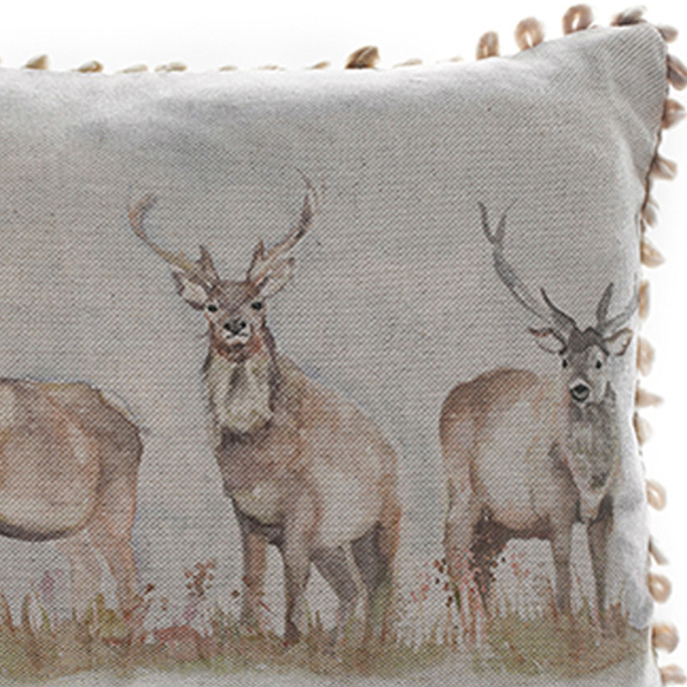 Voyage Maison Mooreland Stag Natural Printed Feather Filled Cushion 25 x 35cm Image 2