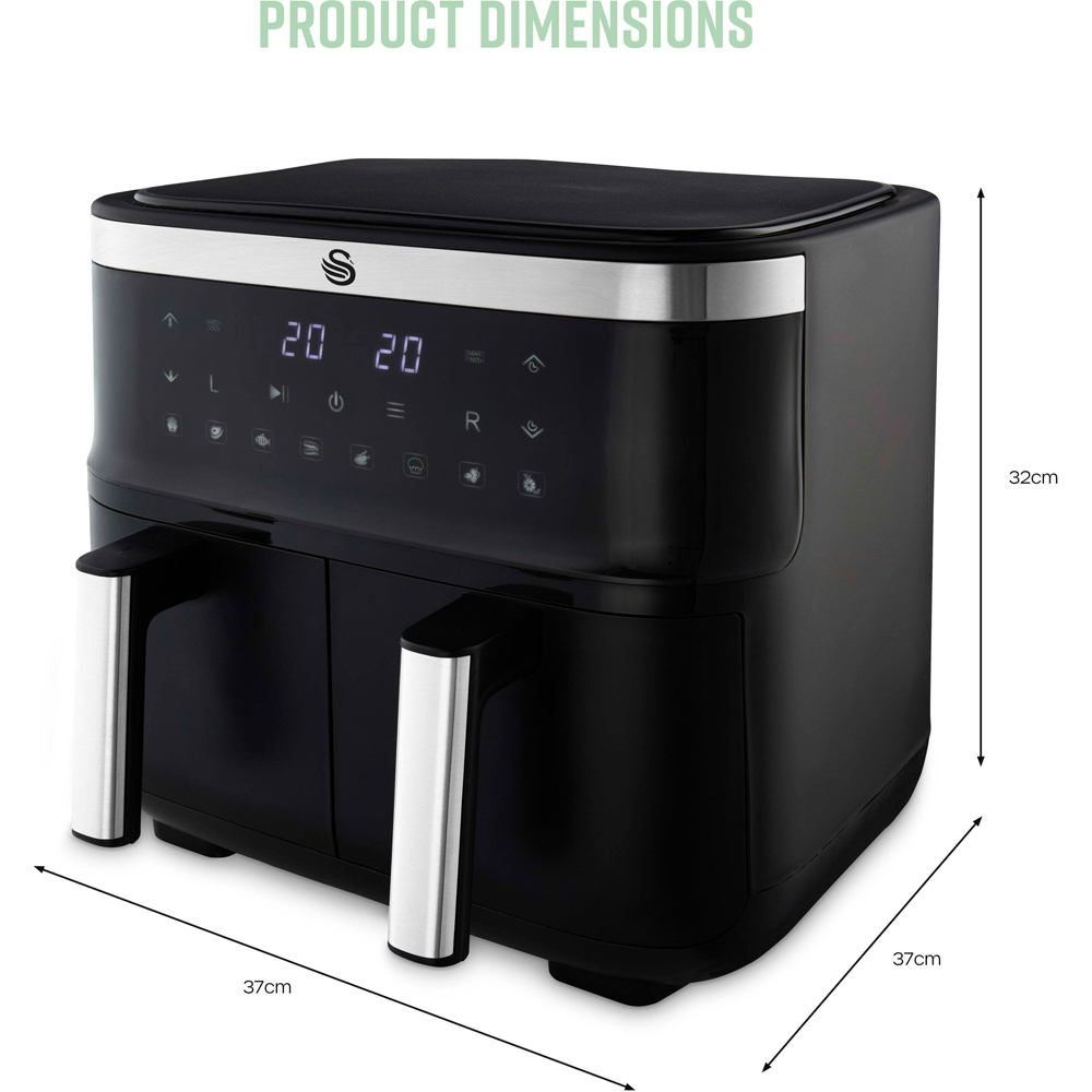 Swan SD10518BLK Black Cyclonic Dual Digital Air Fryer 7.6L Image 9