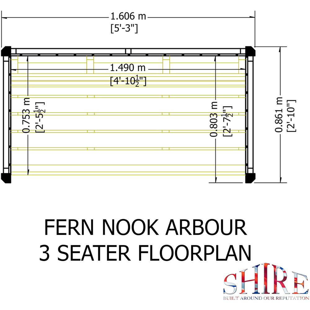 Shire Fern Nook 3 Seater 2.10 x 5.3ft Pressure Treated Pine Garden Arbour Image 7