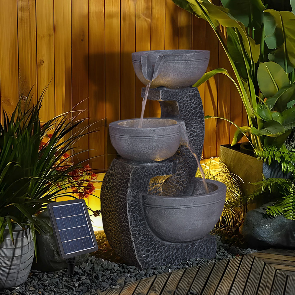 Living and Home 3 Tier Solar Powered LED Light Water Fountain Image 7