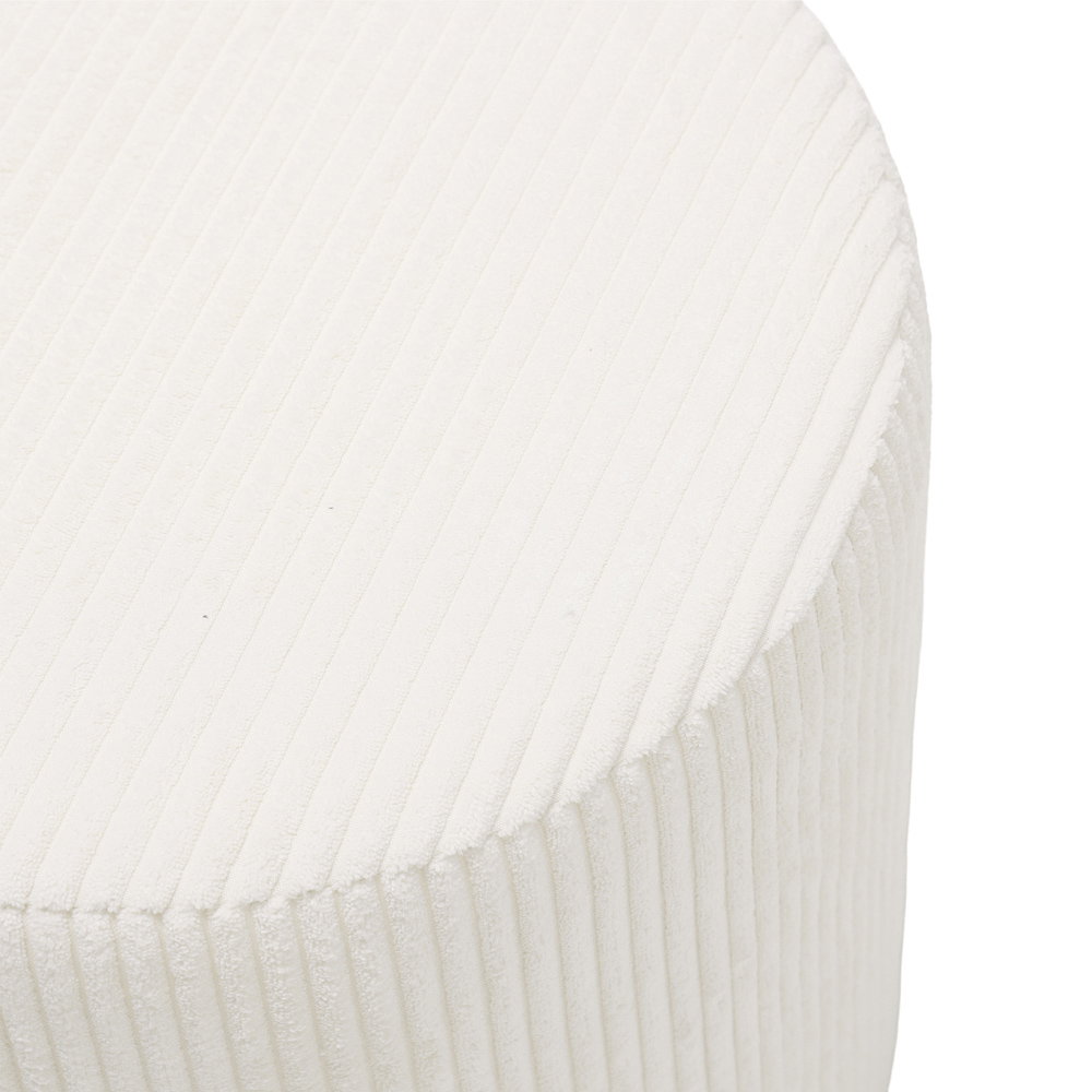 Living and Home Beige Corduroy Ribbed Upholstered Round Footstool Image 3