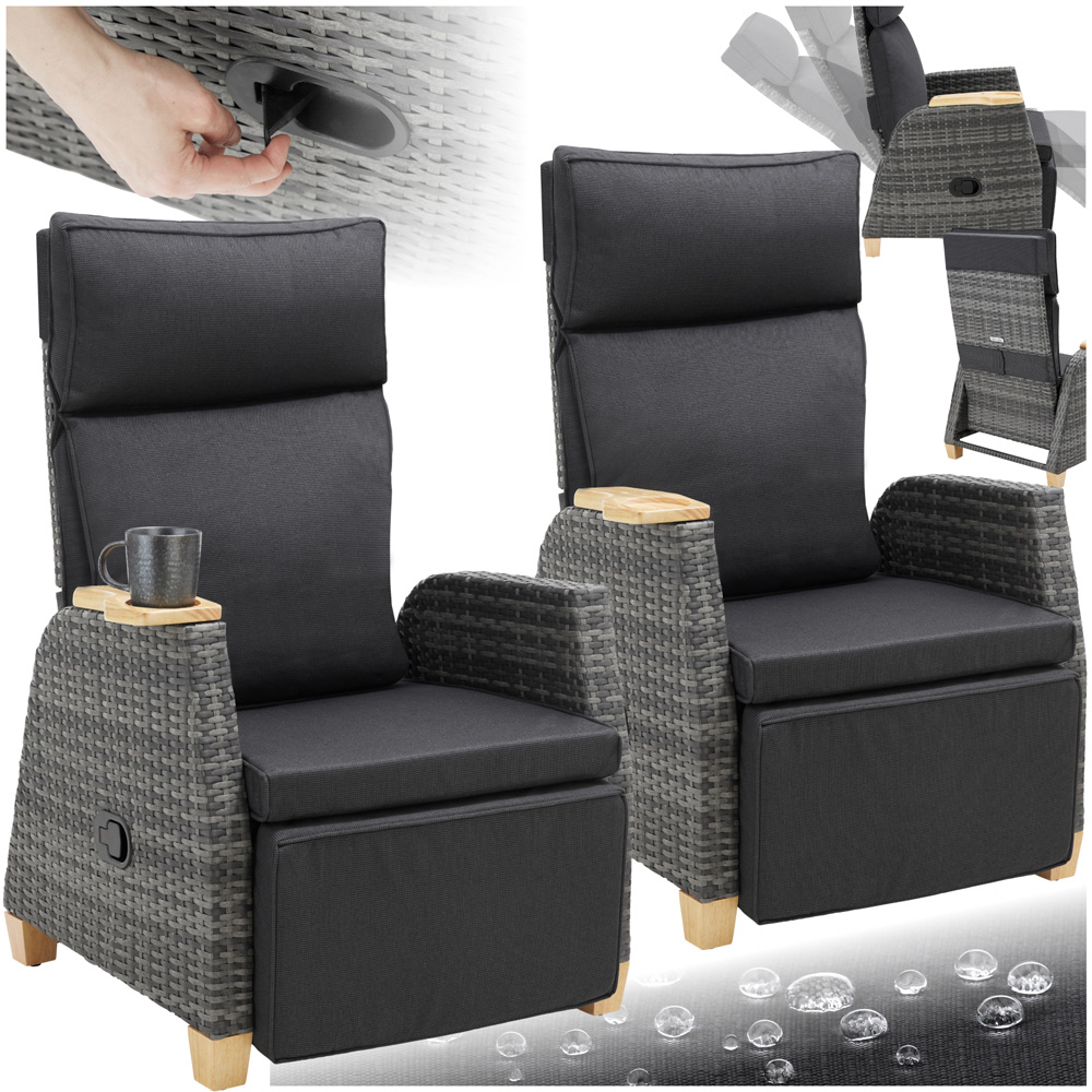 tectake Pescara Set of 2 Reclining and Adjustable Garden Chair Image 2