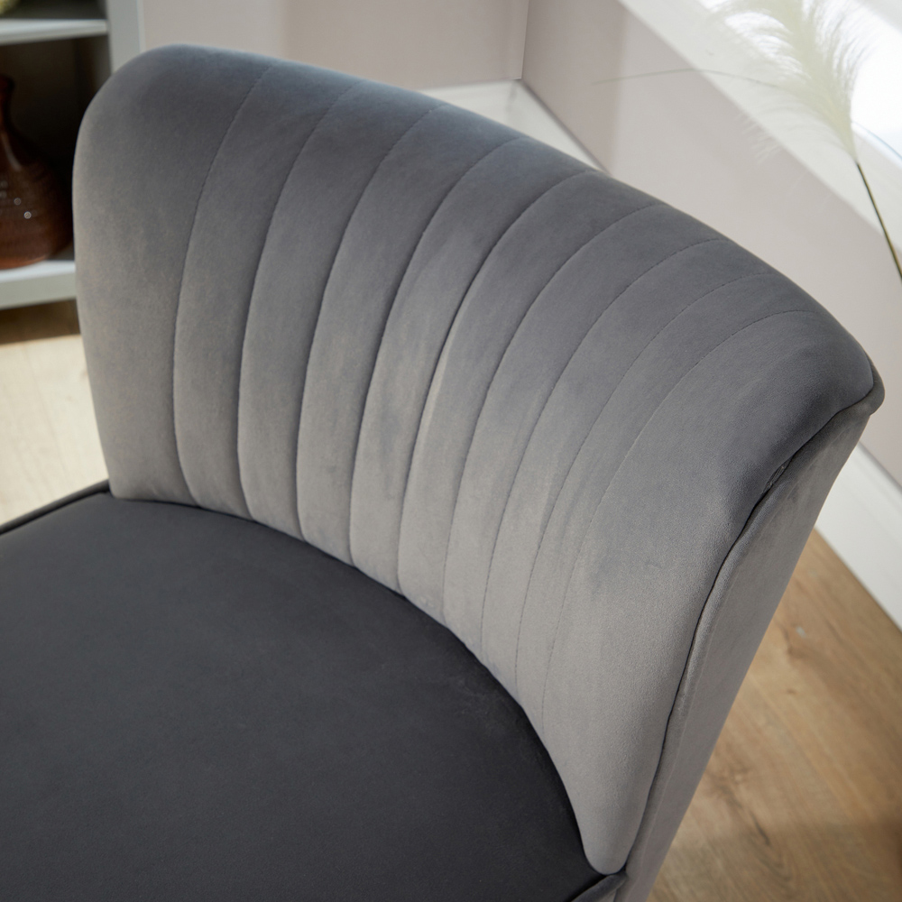 Home Source Danville Grey Velvet Armless Accent Chair Image 3