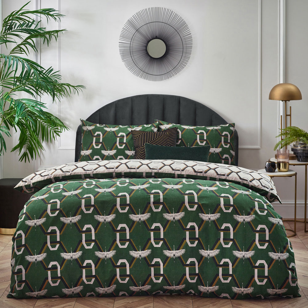 furn. Avalon King Size Green Duvet Set Image 4