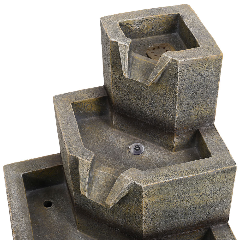 Living and Home 3-Tier Solar Rustic Garden Fountain with LED Lights Image 5