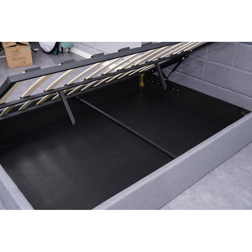 Portland Single Grey Fabric Ottoman Bed with Mattress Image 5
