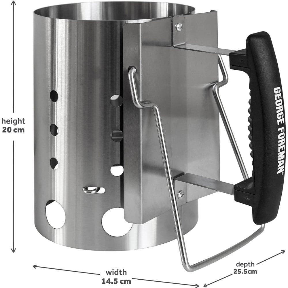 George Foreman Stainless Steel Quick Fire Compact Charcoal Chimney Starter Image 9