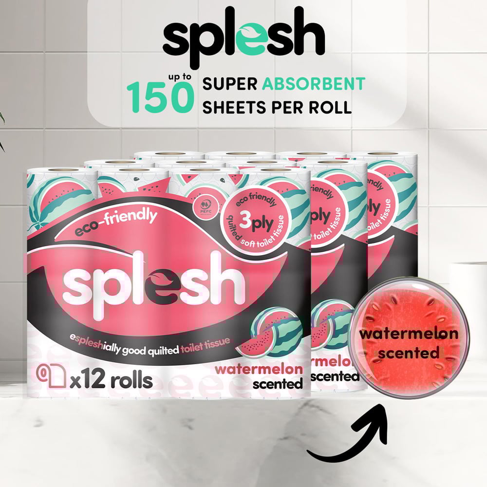 Splesh Quilted Watermelon Soft Toilet Paper 72 Rolls 3 Ply Image 2