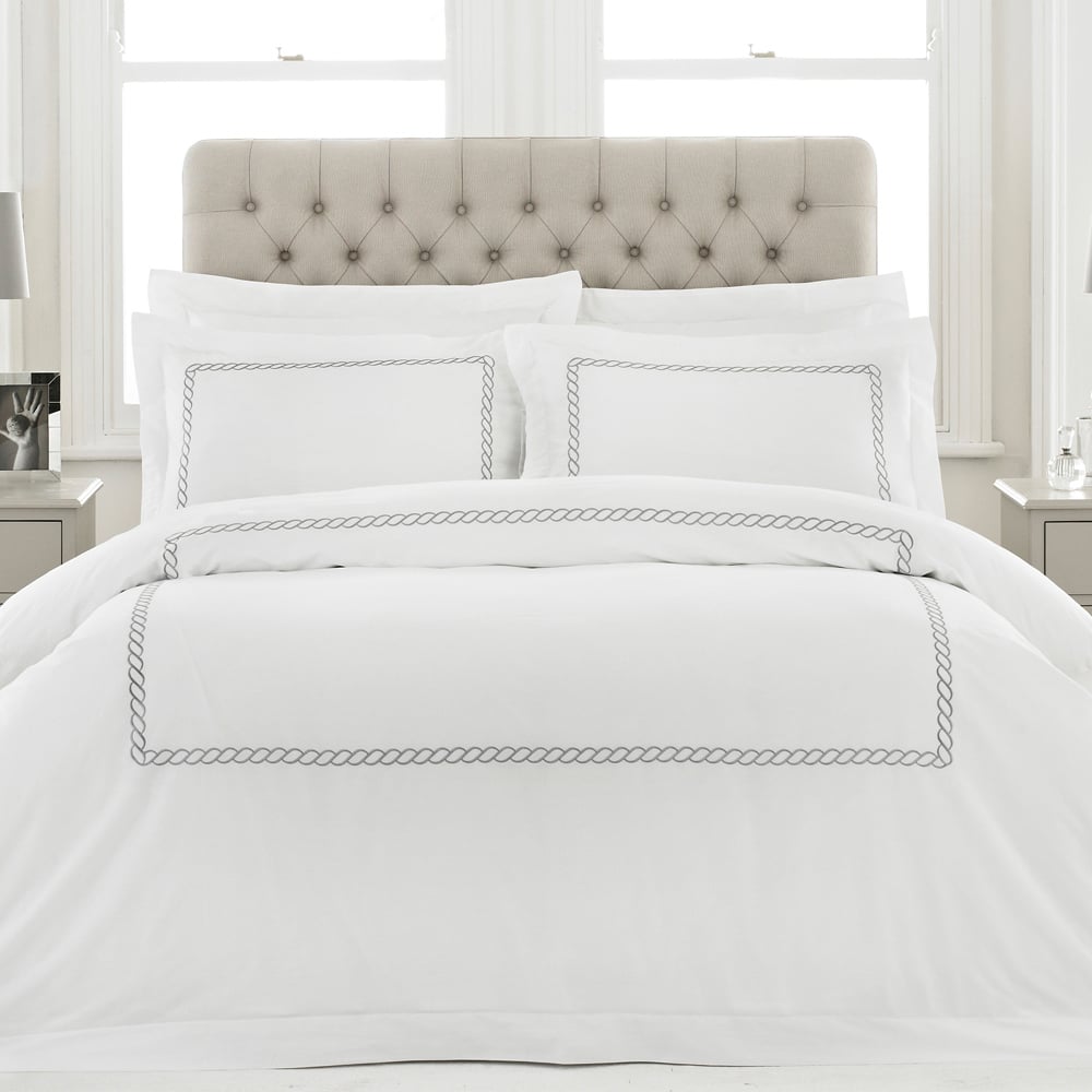 Paoletti Cleopatra Double Silver Duvet Cover Set Image 1