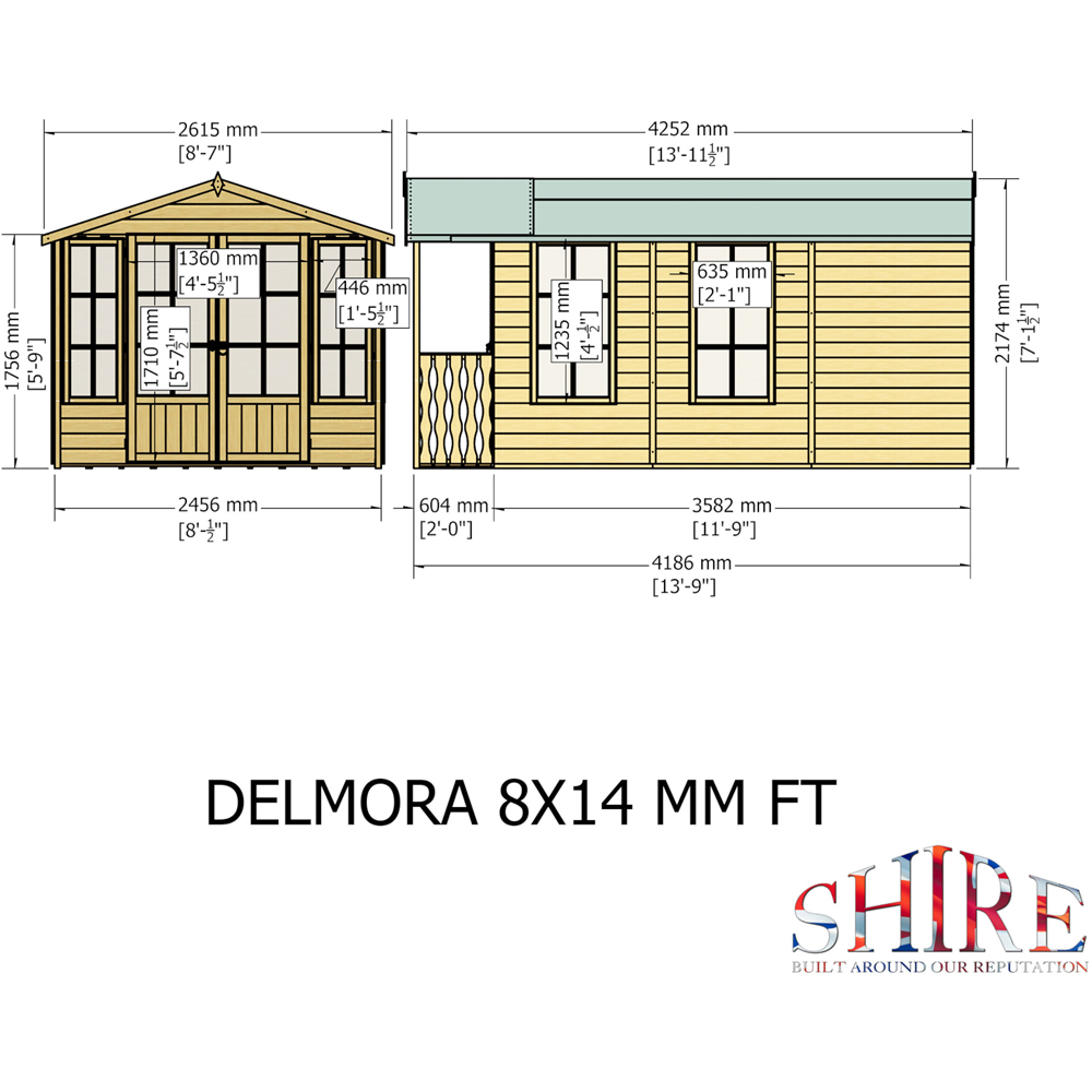 Shire Delmora 8 x 14ft Double Door Traditional Summerhouse Image 8