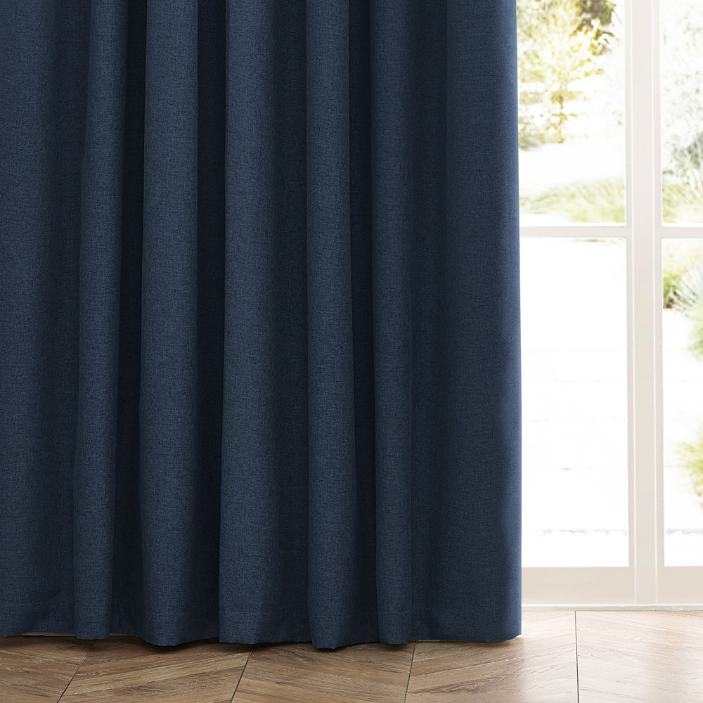 furn. Dawn Blue Blackout Pencil Pleat Curtains 117 x 183cm Image 3