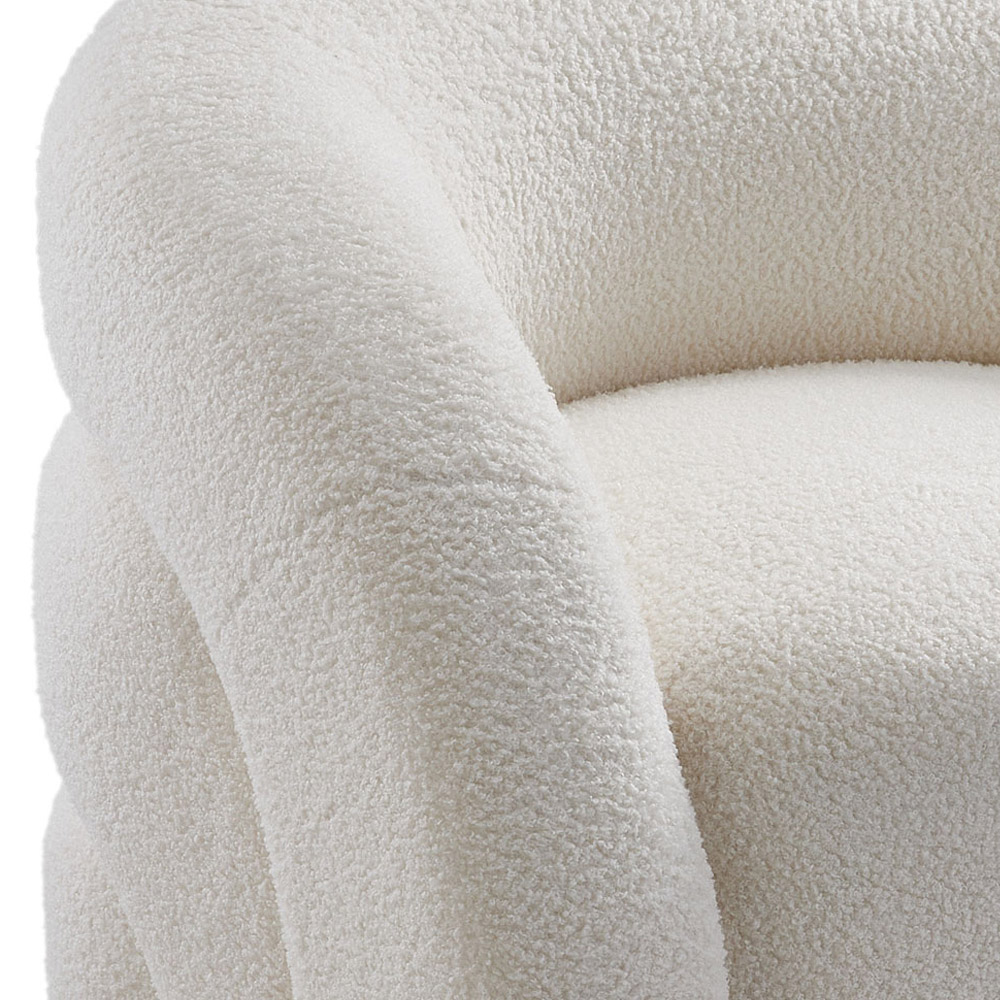 Living and Home White Velvet Artistic Wraparound Armchair Image 7