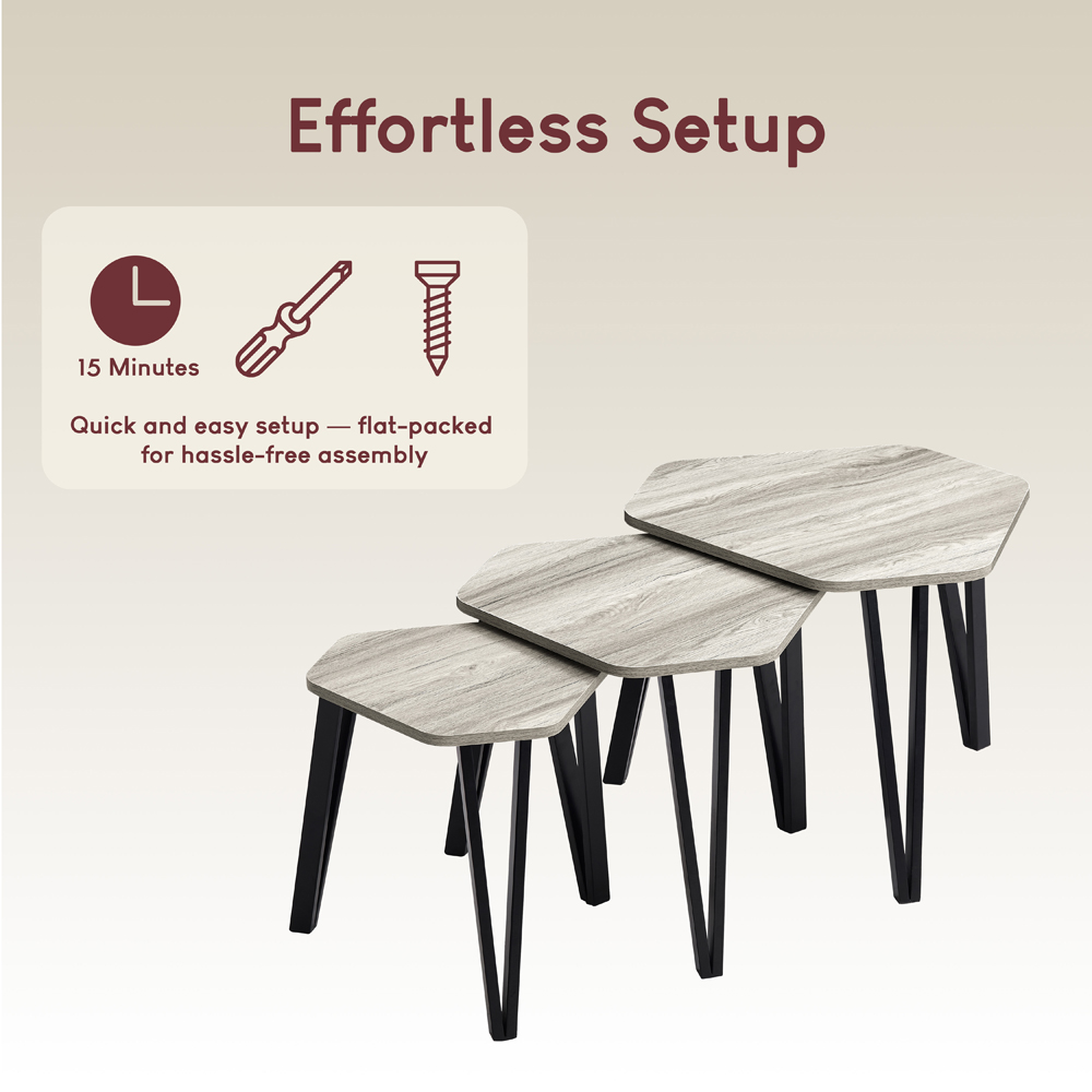 Vida Designs Brooklyn Grey Nest of Tables Set of 3 Image 8